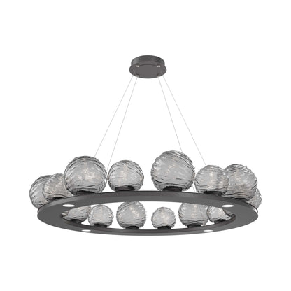 Gaia Ring LED Chandelier in Graphite/Smoke Blown Glass (48.5-Inch).