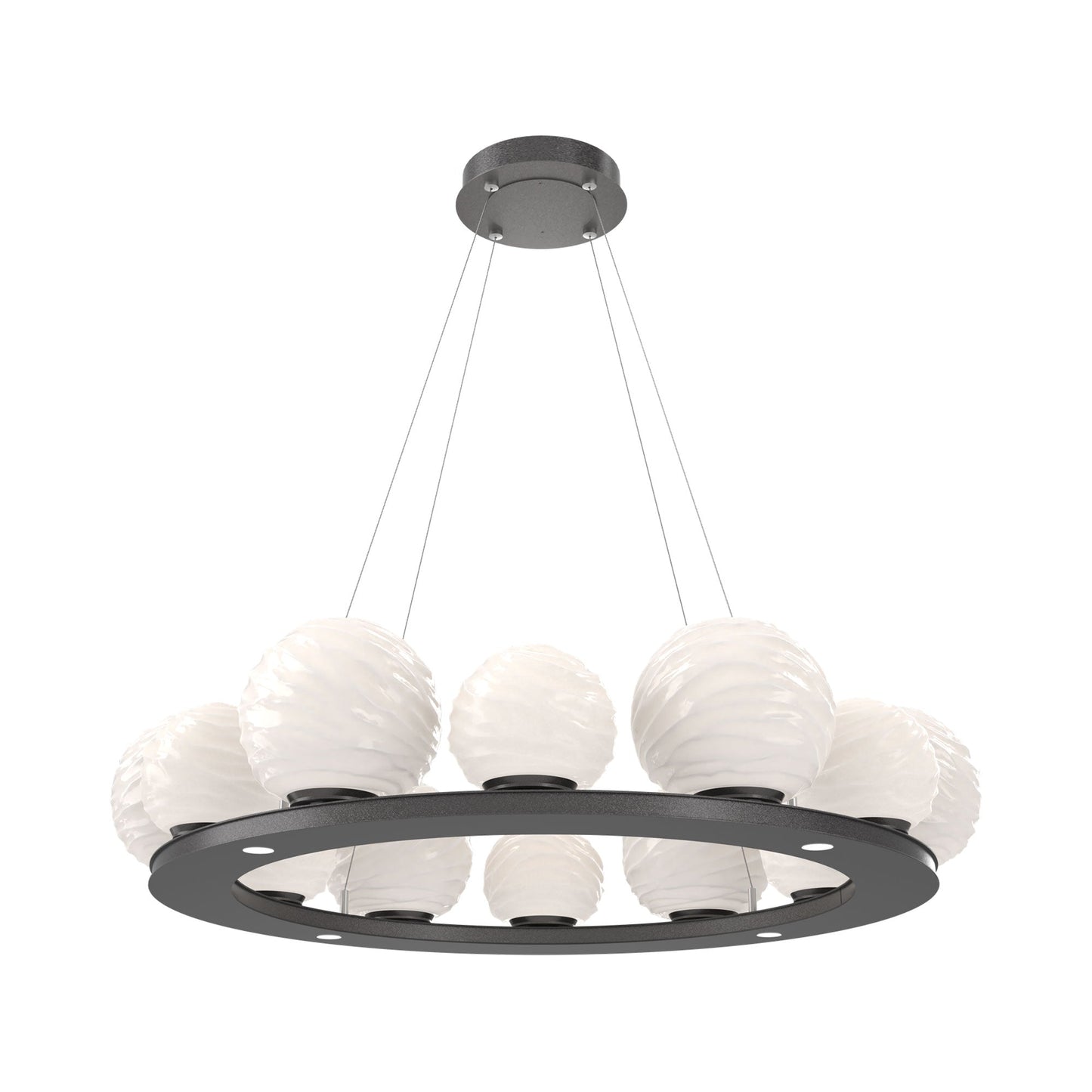Gaia Ring LED Chandelier in Graphite/White Blown Glass (38.4-Inch).