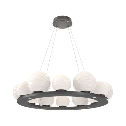 Gaia Ring LED Chandelier in Graphite/White Blown Glass (38.4-Inch).