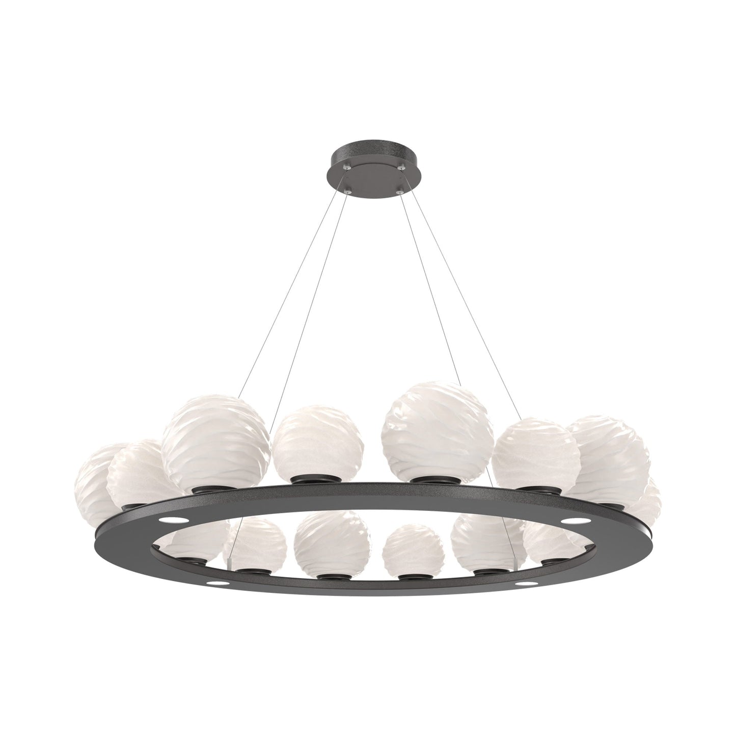 Gaia Ring LED Chandelier in Graphite/White Blown Glass (48.5-Inch).