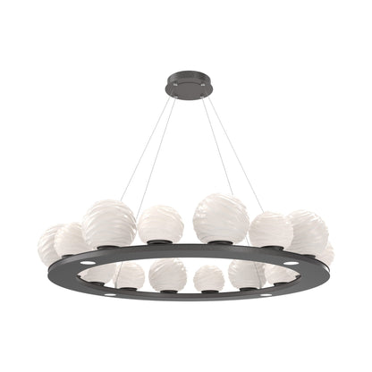 Gaia Ring LED Chandelier in Graphite/White Blown Glass (48.5-Inch).