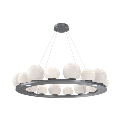 Gaia Ring LED Chandelier in Gunmetal/White Blown Glass (48.5-Inch).