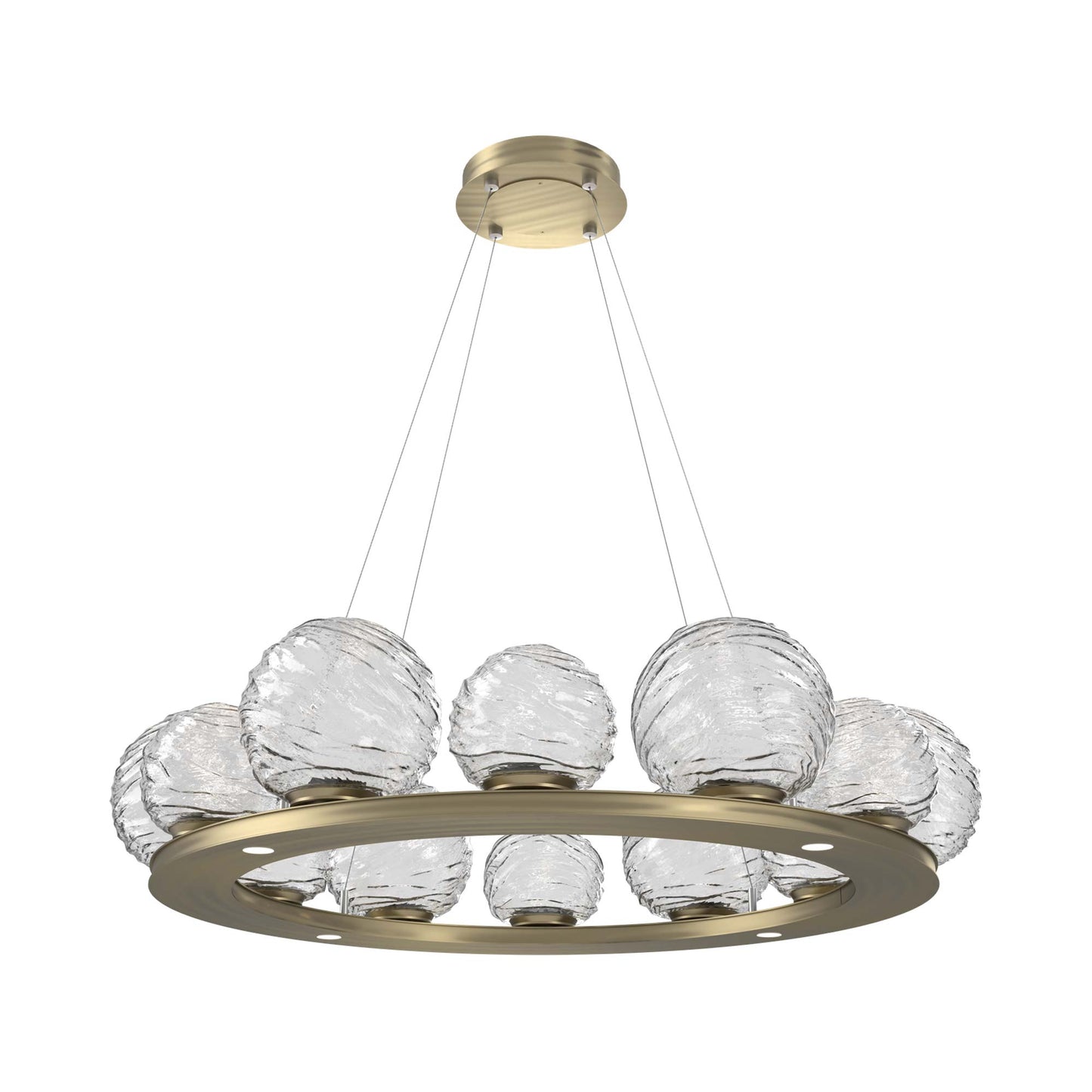 Gaia Ring LED Chandelier in Heritage Brass/Clear Blown Glass (38.4-Inch).