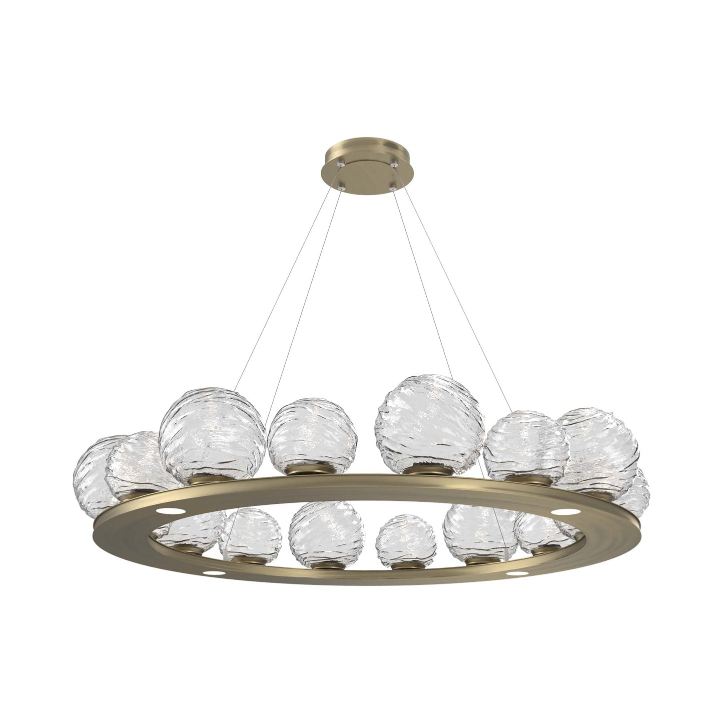 Gaia Ring LED Chandelier in Heritage Brass/Clear Blown Glass (48.5-Inch).