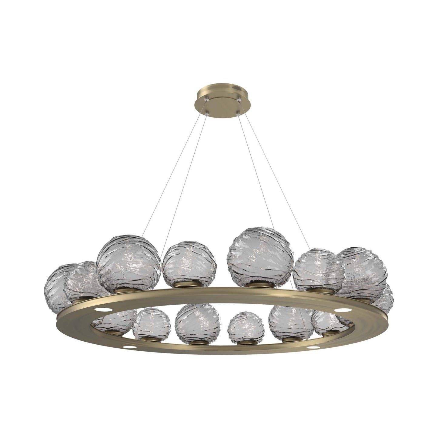 Gaia Ring LED Chandelier in Heritage Brass/Smoke Blown Glass (48.5-Inch).
