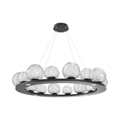 Gaia Ring LED Chandelier in Matte Black/Clear Blown Glass (48.5-Inch).