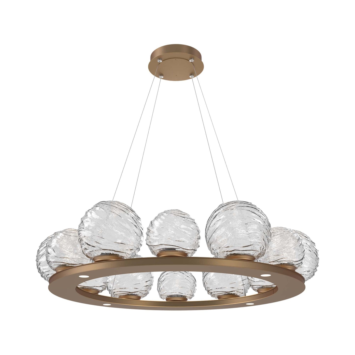 Gaia Ring LED Chandelier in Novel Brass/Clear Blown Glass (38.4-Inch).