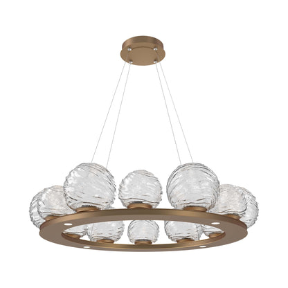 Gaia Ring LED Chandelier in Novel Brass/Clear Blown Glass (38.4-Inch).
