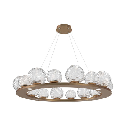 Gaia Ring LED Chandelier in Novel Brass/Clear Blown Glass (48.5-Inch).