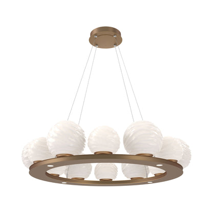 Gaia Ring LED Chandelier in Novel Brass/White Blown Glass (38.4-Inch).