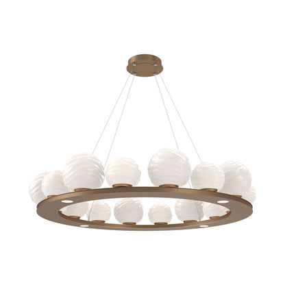 Gaia Ring LED Chandelier in Novel Brass/White Blown Glass (48.5-Inch).
