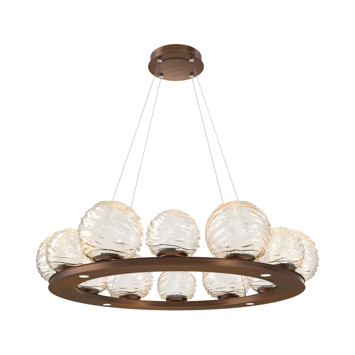 Gaia Ring LED Chandelier in Oil Rubbed Bronze/Amber Blown Glass (38.4-Inch).