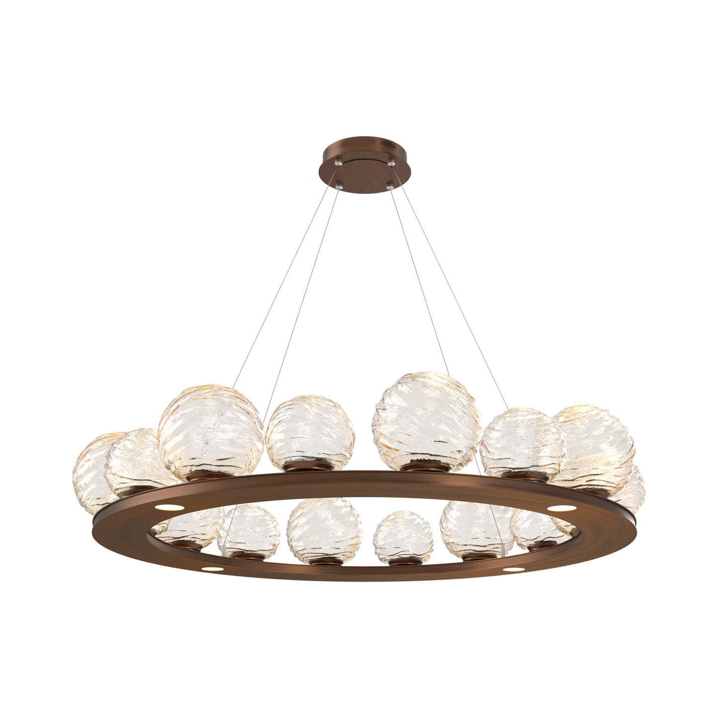 Gaia Ring LED Chandelier in Oil Rubbed Bronze/Amber Blown Glass (48.5-Inch).