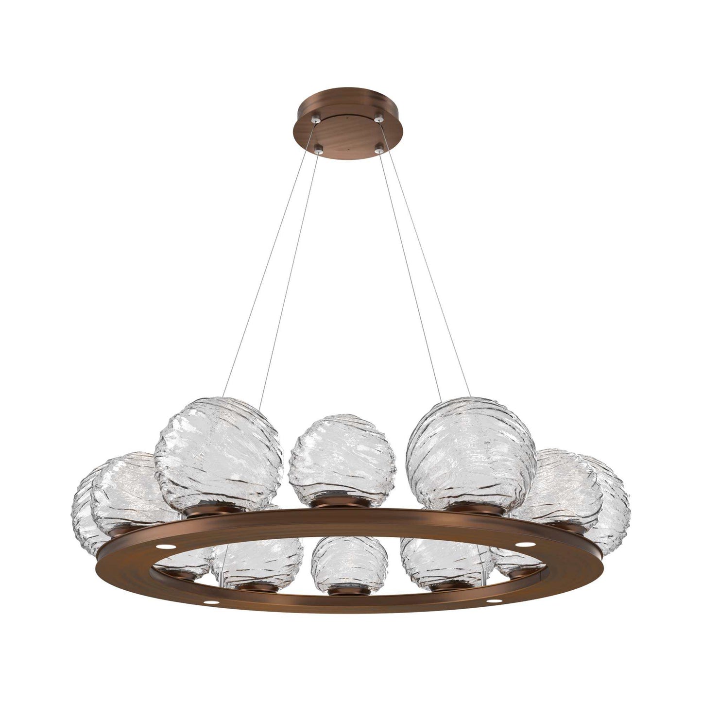 Gaia Ring LED Chandelier in Oil Rubbed Bronze/Clear Blown Glass (38.4-Inch).