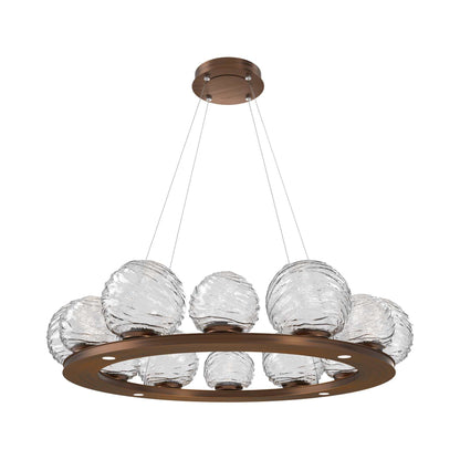 Gaia Ring LED Chandelier in Oil Rubbed Bronze/Clear Blown Glass (38.4-Inch).