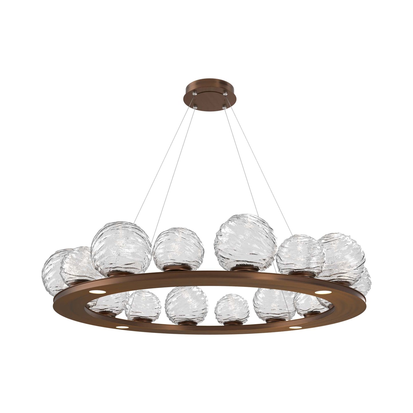 Gaia Ring LED Chandelier in Oil Rubbed Bronze/Clear Blown Glass (48.5-Inch).