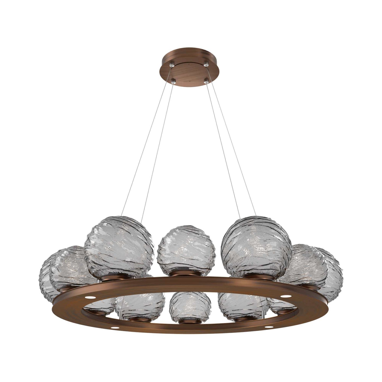 Gaia Ring LED Chandelier in Oil Rubbed Bronze/Smoke Blown Glass (38.4-Inch).