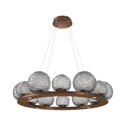 Gaia Ring LED Chandelier in Oil Rubbed Bronze/Smoke Blown Glass (38.4-Inch).