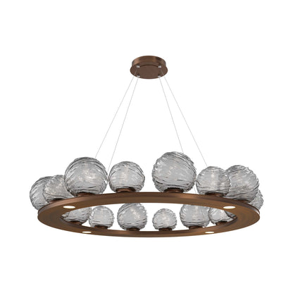 Gaia Ring LED Chandelier in Oil Rubbed Bronze/Smoke Blown Glass (48.5-Inch).