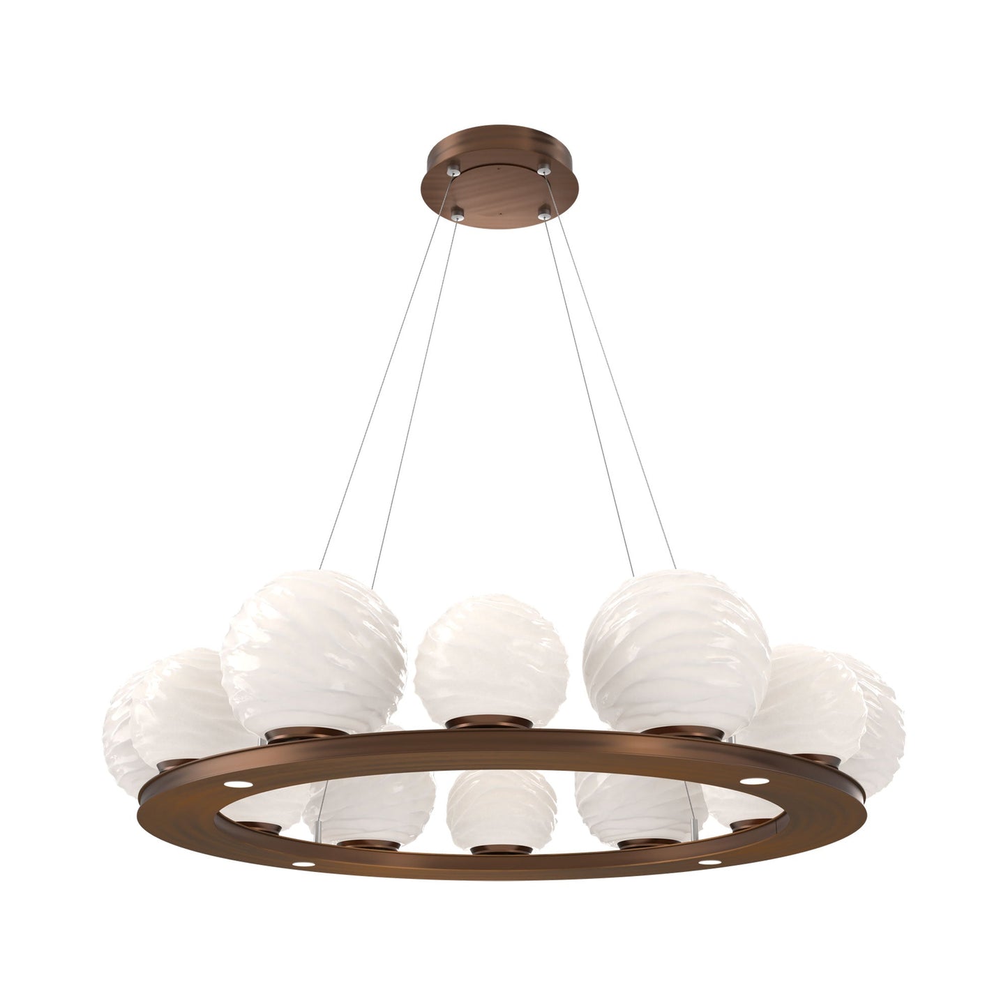 Gaia Ring LED Chandelier in Oil Rubbed Bronze/White Blown Glass (38.4-Inch).