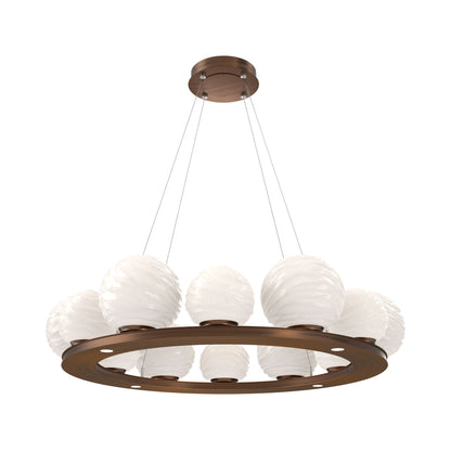 Gaia Ring LED Chandelier in Oil Rubbed Bronze/White Blown Glass (38.4-Inch).