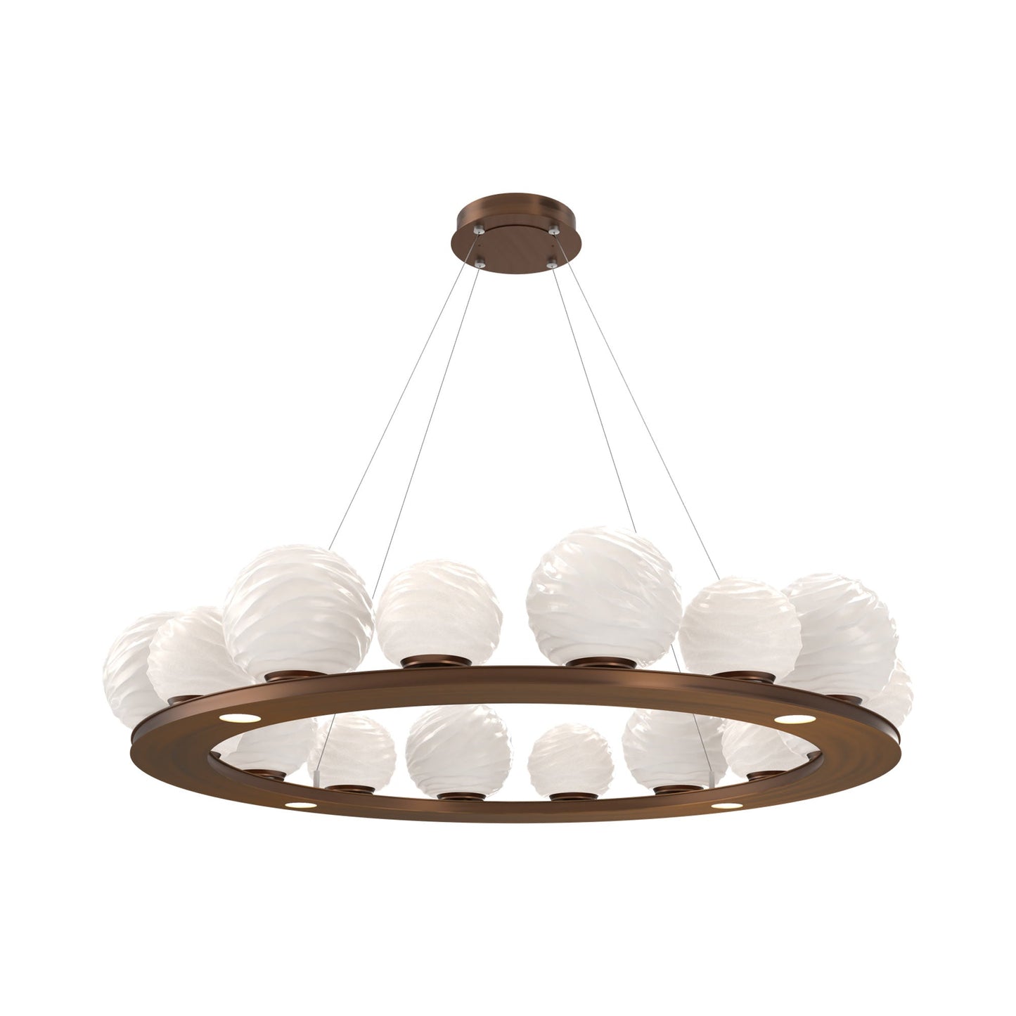 Gaia Ring LED Chandelier in Oil Rubbed Bronze/White Blown Glass (48.5-Inch).