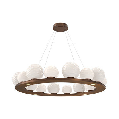 Gaia Ring LED Chandelier in Oil Rubbed Bronze/White Blown Glass (48.5-Inch).