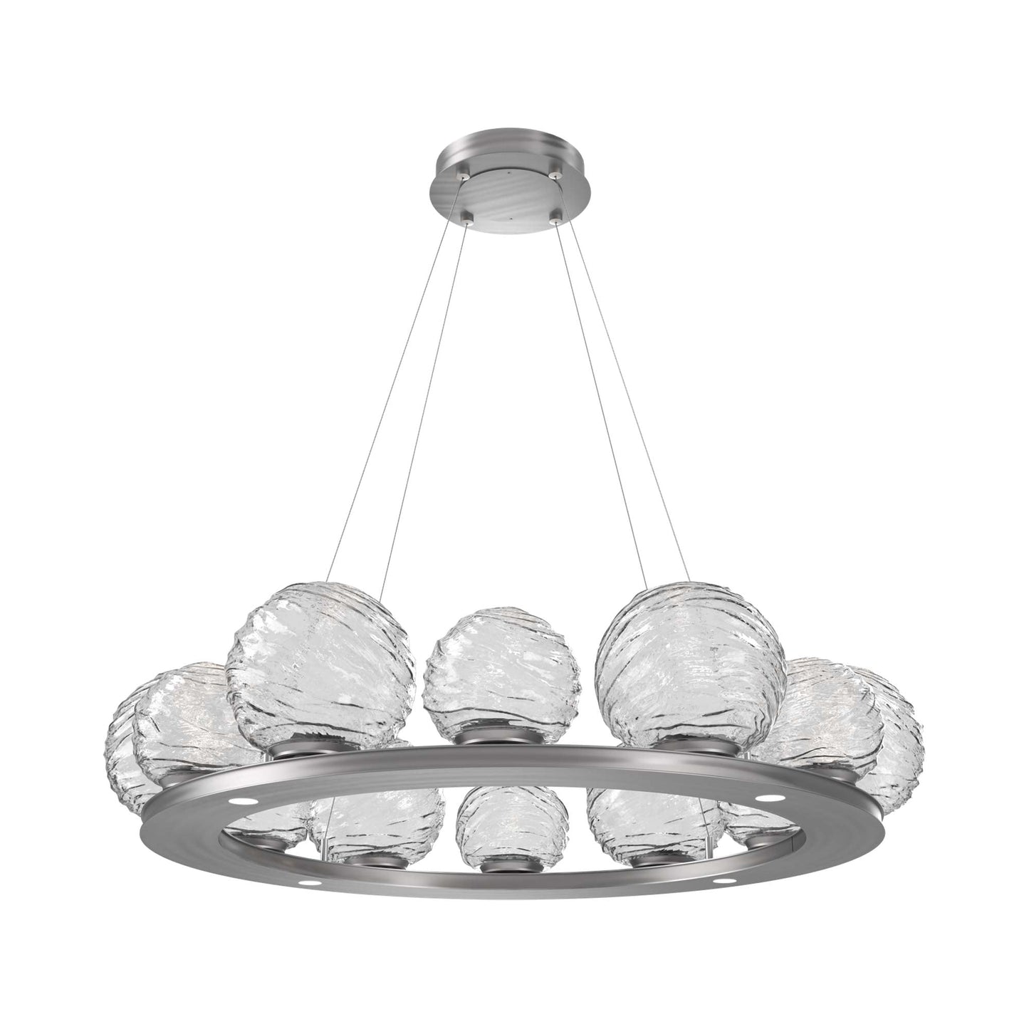 Gaia Ring LED Chandelier in Satin Nickel/Clear Blown Glass (38.4-Inch).