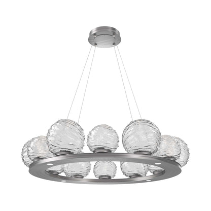 Gaia Ring LED Chandelier in Satin Nickel/Clear Blown Glass (38.4-Inch).