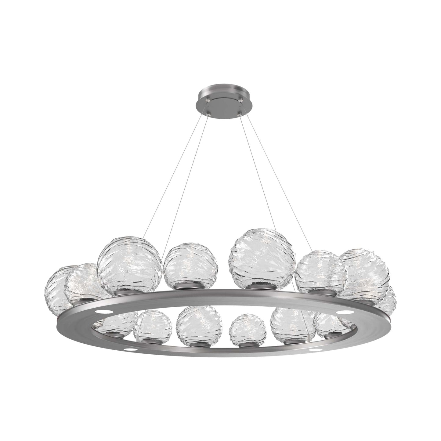 Gaia Ring LED Chandelier in Satin Nickel/Clear Blown Glass (48.5-Inch).