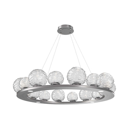 Gaia Ring LED Chandelier in Satin Nickel/Clear Blown Glass (48.5-Inch).