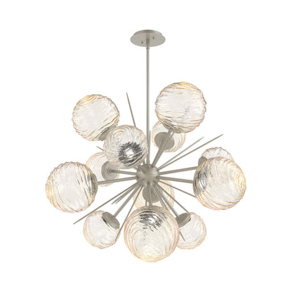 Gaia Starburst LED Chandelier in Beige Silver/Amber Blown Glass (33.3-Inch).