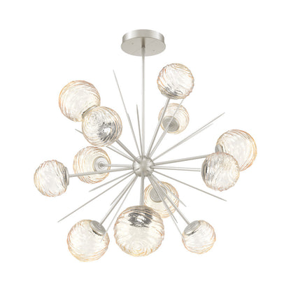 Gaia Starburst LED Chandelier in Beige Silver/Amber Blown Glass (43.1-Inch).