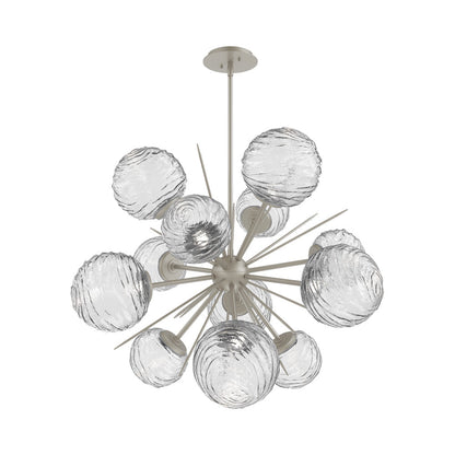 Gaia Starburst LED Chandelier in Beige Silver/Clear Blown Glass (33.3-Inch).