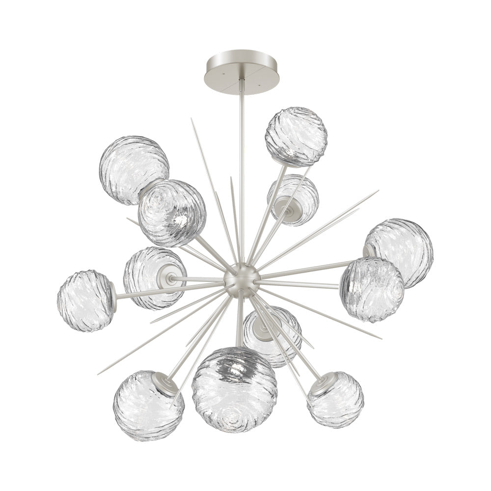 Gaia Starburst LED Chandelier in Beige Silver/Clear Blown Glass (43.1-Inch).