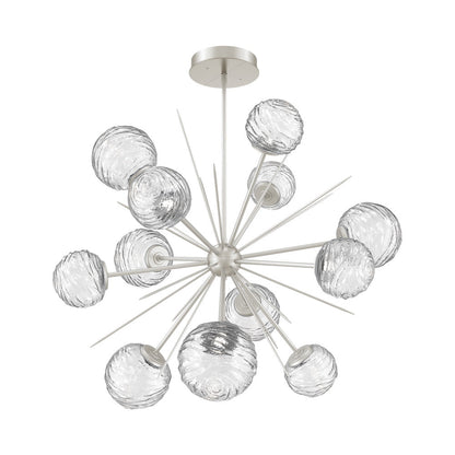 Gaia Starburst LED Chandelier in Beige Silver/Clear Blown Glass (43.1-Inch).