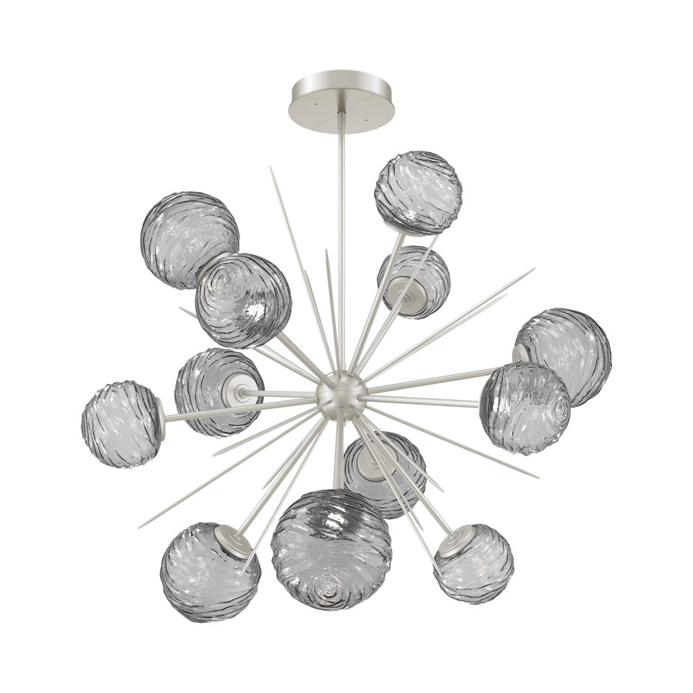 Gaia Starburst LED Chandelier in Beige Silver/Smoke Blown Glass (43.1-Inch).