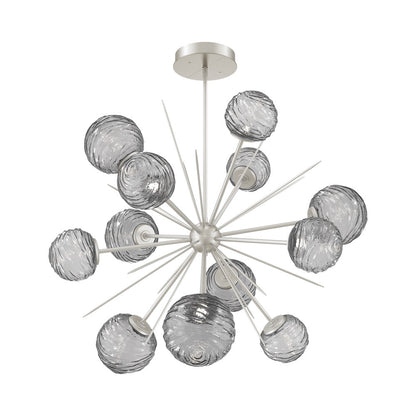 Gaia Starburst LED Chandelier in Beige Silver/Smoke Blown Glass (43.1-Inch).