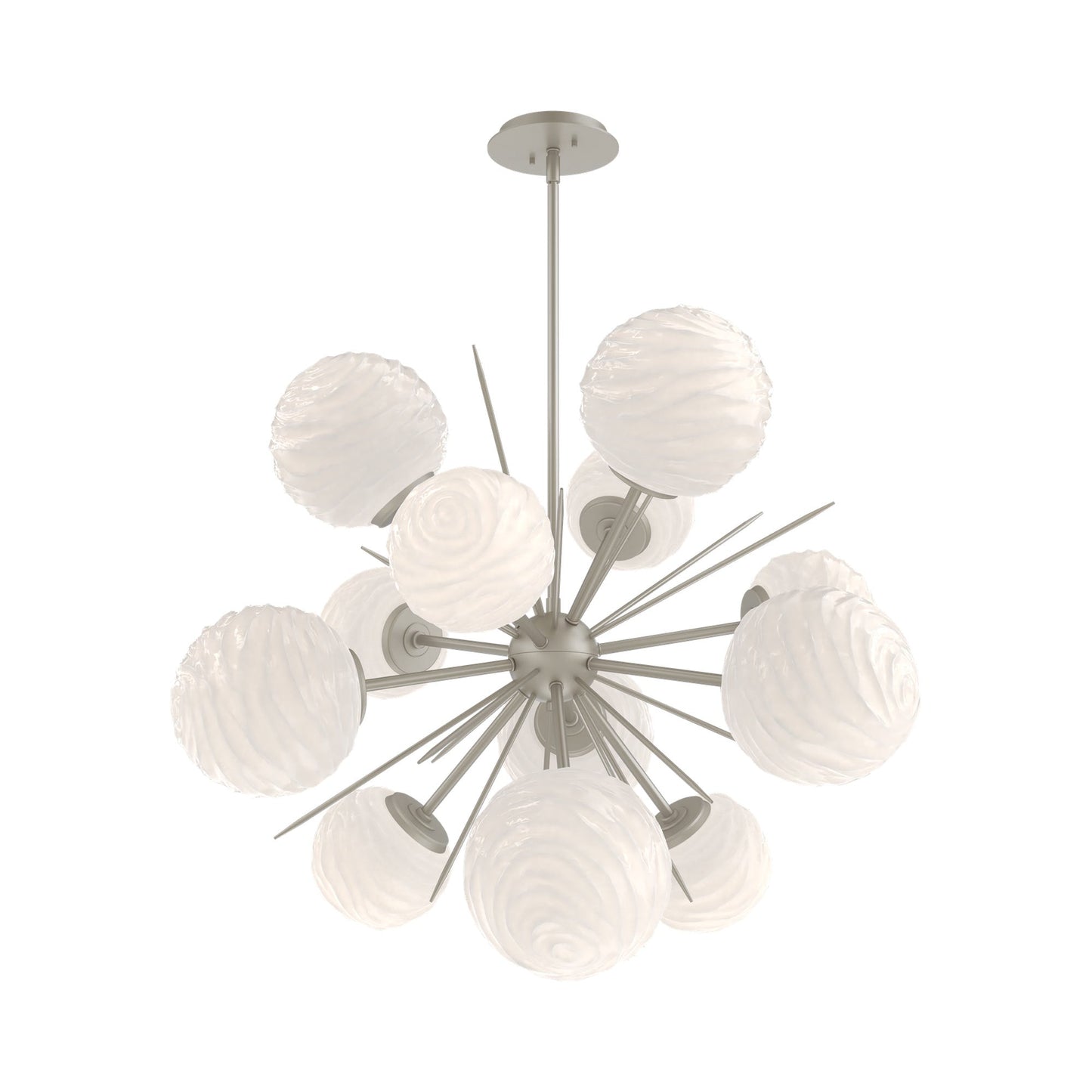Gaia Starburst LED Chandelier in Beige Silver/White Blown Glass (33.3-Inch).