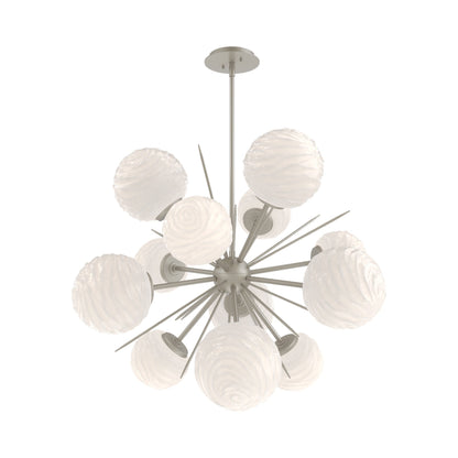 Gaia Starburst LED Chandelier in Beige Silver/White Blown Glass (33.3-Inch).