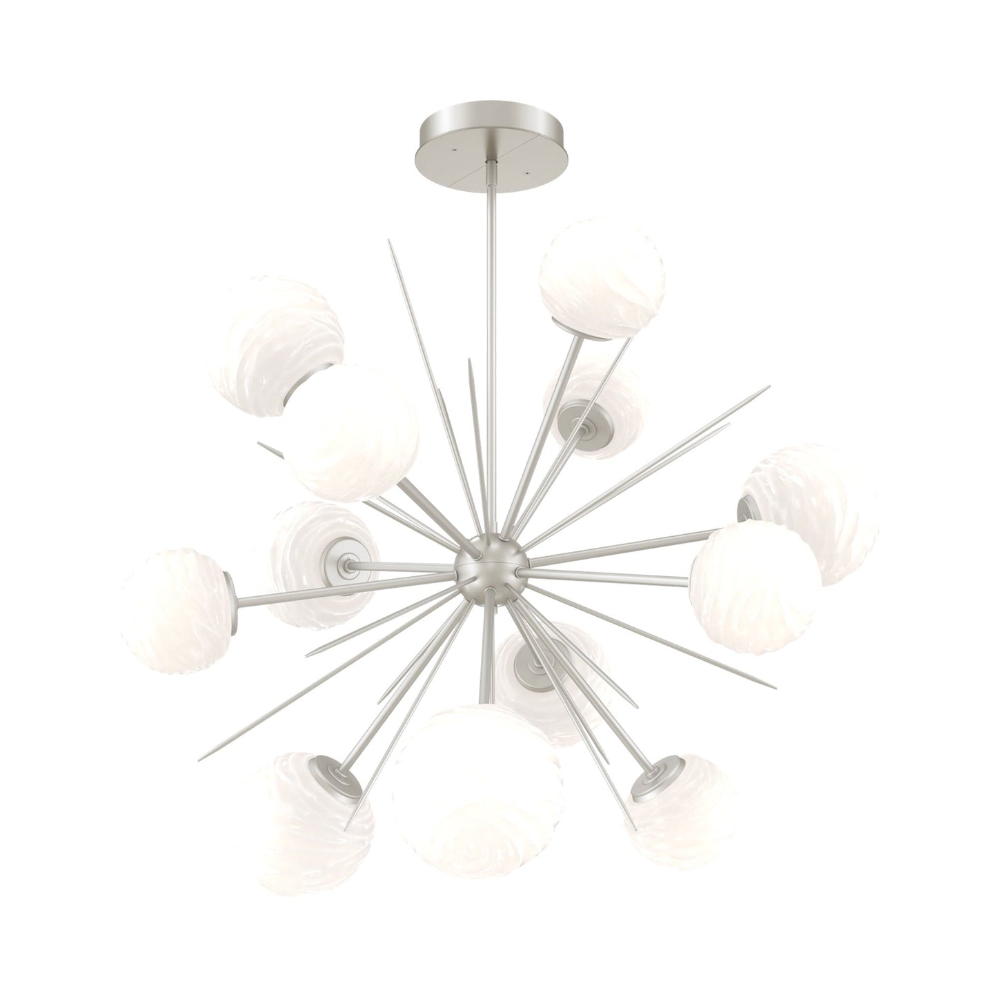 Gaia Starburst LED Chandelier in Beige Silver/White Blown Glass (43.1-Inch).