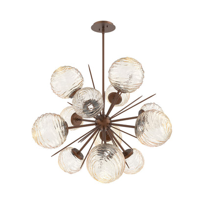 Gaia Starburst LED Chandelier in Burnished Bronze/Amber Blown Glass (33.3-Inch).