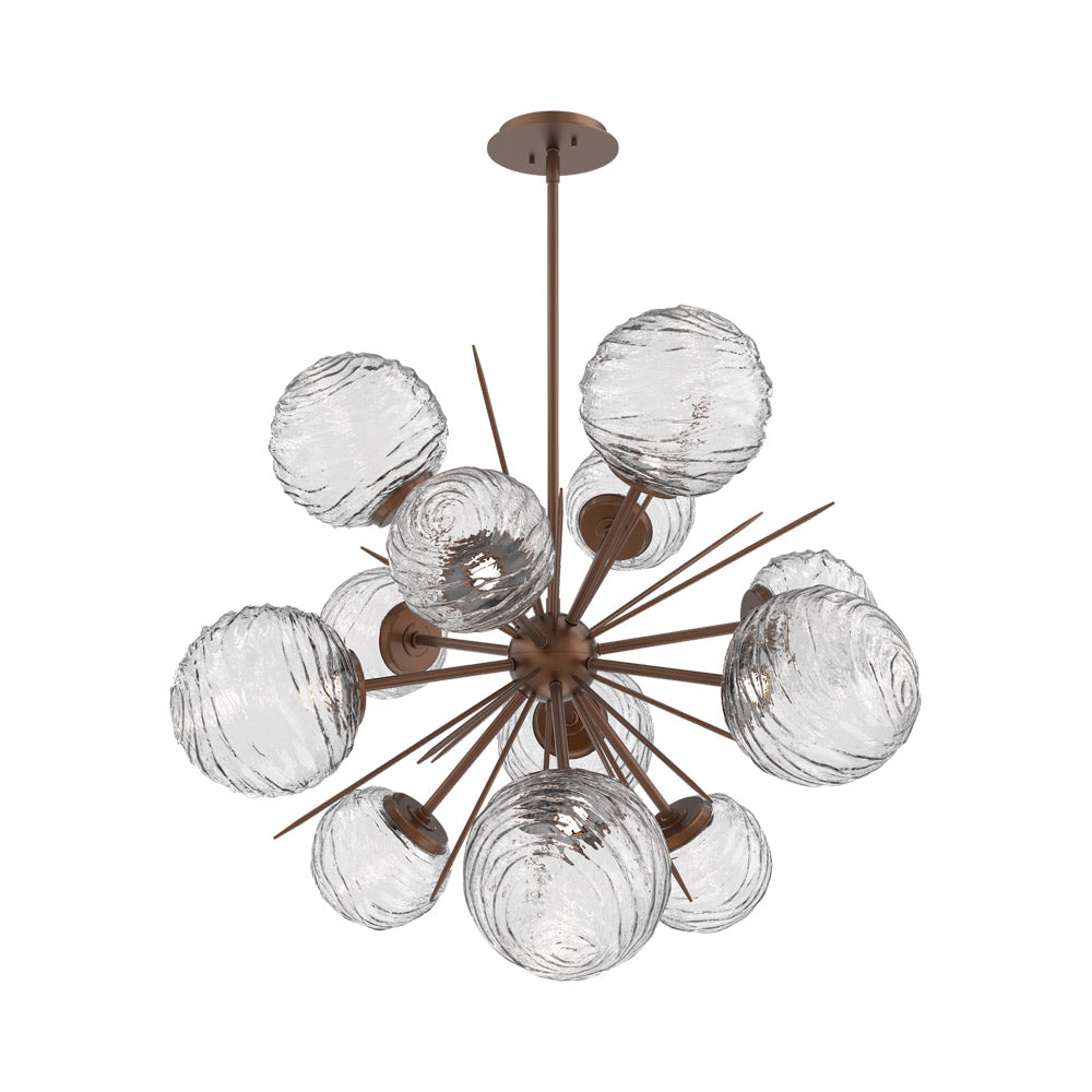 Gaia Starburst LED Chandelier in Burnished Bronze/Clear Blown Glass (33.3-Inch).