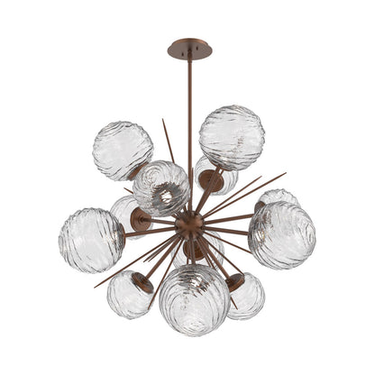 Gaia Starburst LED Chandelier in Burnished Bronze/Clear Blown Glass (33.3-Inch).