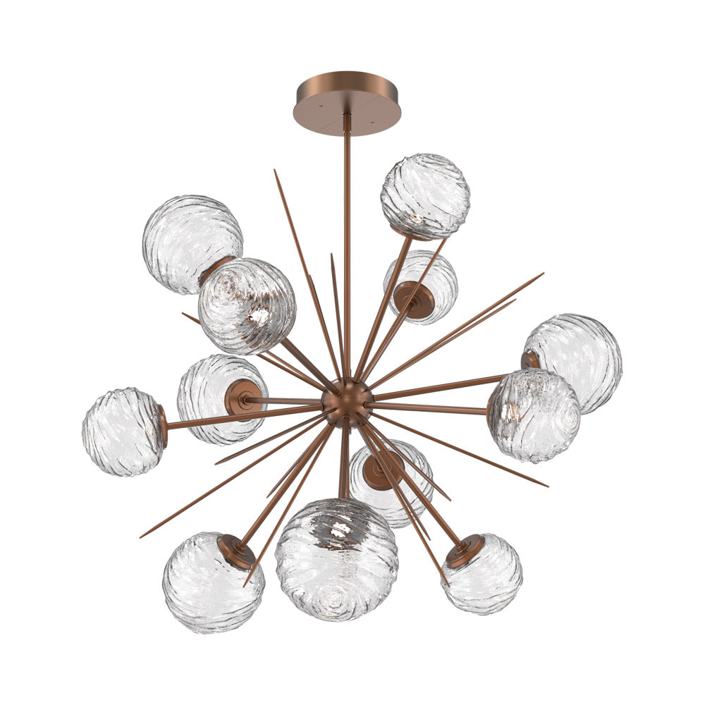 Gaia Starburst LED Chandelier in Burnished Bronze/Clear Blown Glass (43.1-Inch).