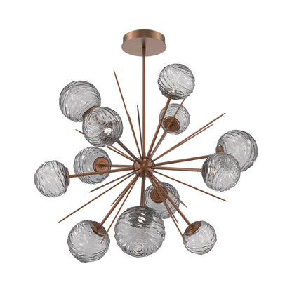 Gaia Starburst LED Chandelier in Burnished Bronze/Smoke Blown Glass (43.1-Inch).