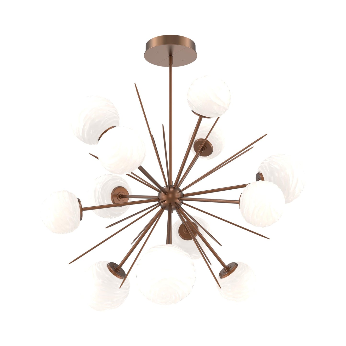 Gaia Starburst LED Chandelier in Burnished Bronze/White Blown Glass (43.1-Inch).
