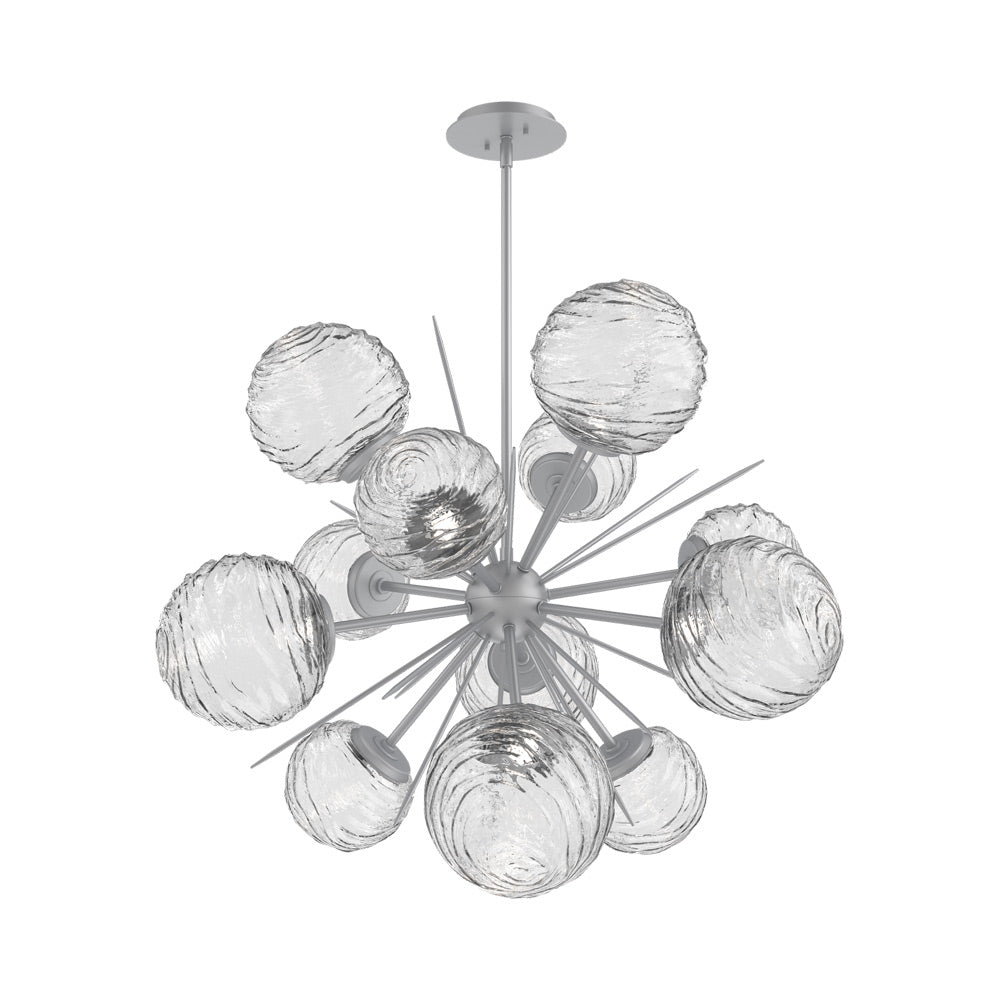 Gaia Starburst LED Chandelier in Classic Silver/Clear Blown Glass (33.3-Inch).