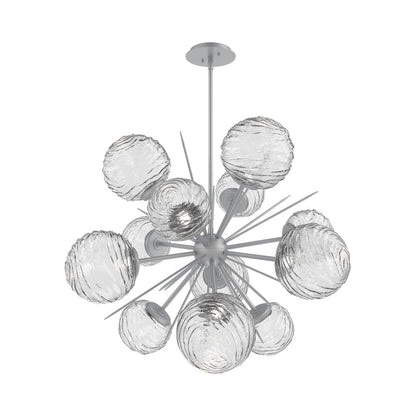 Gaia Starburst LED Chandelier in Classic Silver/Clear Blown Glass (33.3-Inch).