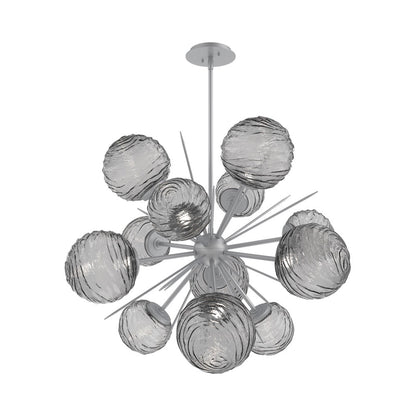 Gaia Starburst LED Chandelier in Classic Silver/Smoke Blown Glass (33.3-Inch).